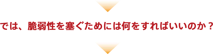 では、脆弱性を塞ぐためには何をすればいいのか？